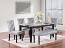 Brown Faux Marble Dining Set with Gray Velvet Chairs D310