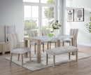 White Faux Marble 6-Piece Dining Set with Bench D346