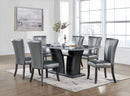 Gray Faux Marble Dining Set with Silver Chairs D490
