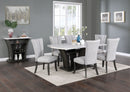White Faux Marble Dining Set with Light Gray Chairs D490