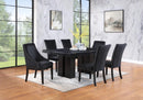 Black Faux Marble Dining Set with Black Chairs D563