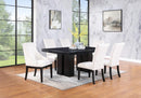 Black Faux Marble Dining Set with Cream Chairs D563