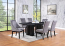 Black Faux Marble Dining Set with Gray Chairs D563