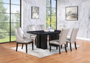 Black Faux Marble Dining Set with Silver Chairs D563