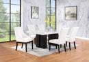 White Faux Marble Dining Set with Cream Chairs D563