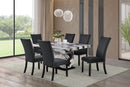 Brown Faux Marble Dining Set with Black Velvet Chairs D568