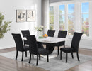 Gold Faux Marble Dining Set with Black Velvet Chairs D578