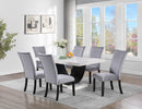 Gold Faux Marble Dining Set with Gray Velvet Chairs D578