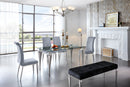 Glass Dining Set with Gray Velvet Chairs D595