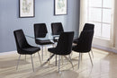 Glass Dining Set with Black Velvet Chairs D630