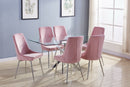 Glass Dining Set with Pink Velvet Chairs D630