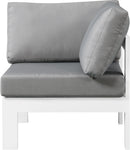 Nizuc Grey Waterproof Fabric Outdoor Patio Aluminum Corner Chair