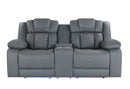 U7069 Grey 10 Pwr Con Rec Loveseat with LED and Immersive Sound