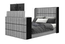 ISABELLA GREY QUEEN BED W/LED, TV LIFT, SPEAKER AND FIREPLACE