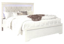 POMPEI METALLIIC WHITE KING BED WITH LED