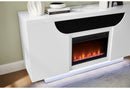 AILEEN WHITE 66" ENT UNIT W/LED, SPEAKERS, CRYSTAL AND POP-UP DOORS