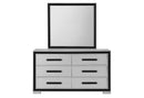 AMELIA GREY/BLACK FULL BED, DRESSER, MIRROR AND NIGHTSTAND