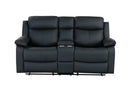 U6026 BLACK PU 72A CONSOLE RECLINING LOVESEAT WITH LED AND SPEAKER