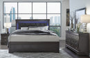 POMPEI METALLIC GREY QUEEN BED GROUP WITH LED