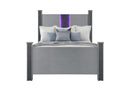 LOGAN SILVER QUEEN BED WITH LED AND SPEAKERS