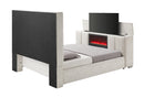 SERENITY CREMA KING BED WITH SPEAKER, TV LIFT AND FIREPLACE