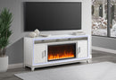 LILY WHITE ENTERTAINMENT UNIT 72 W/ LED, SPEAKERS, CRYSTAL INSERTS