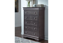 POMPEI METALLIC GREY KING BED WITH LED, DRESSER, MIRROR AND NIGHTSTAND