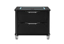 LANDO BLACK NIGHTSTAND WITH SPEAKER AND WIRELESS CHARGING PLATFORM