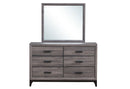 KATE FOIL GREY FULL BED, DRESSER, MIRROR AND NIGHTSTAND