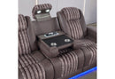 U8000 BROWN PWR REC SOFA/PWR CONSOLE REC LOVESEAT W/PHR