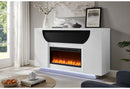 AVEENA WHITE 76" ENT UNIT WITH TV, LED, SPEAKERS, CRYSTAL AND POP-UP