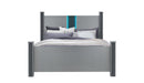 LOGAN SILVER FULL BED, DRESSER, MIRROR AND NIGHTSTAND