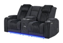U8000 BLACK PWR CONSOLE REC LOVESEAT W/PHR, LED AND SPEAKER