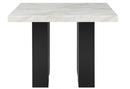 D04 WHITE BAR TABLE AND 6 D04 BLACK BAR STOOL