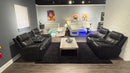 U8881 BLACK LEATHER POWER RECLINING SOFA WITH IMMERSE SOUND