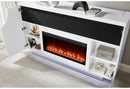 AVEENA WHITE 76" ENT UNIT WITH TV, LED, SPEAKERS, CRYSTAL AND POP-UP