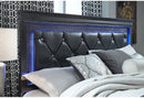 POMPEI METALLIC GREY KING BED WITH LED, DRESSER, MIRROR AND NIGHTSTAND