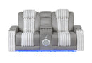 U8000 GREY PWR CONSOLE REC LOVESEAT W/PHR, LED AND SPEAKER